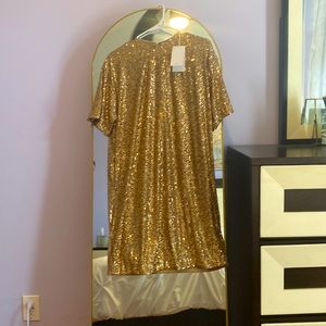 Hugo boss RELAXED-FIT T-SHIRT DRESS IN SEQUINNED STRETCH JERSEY